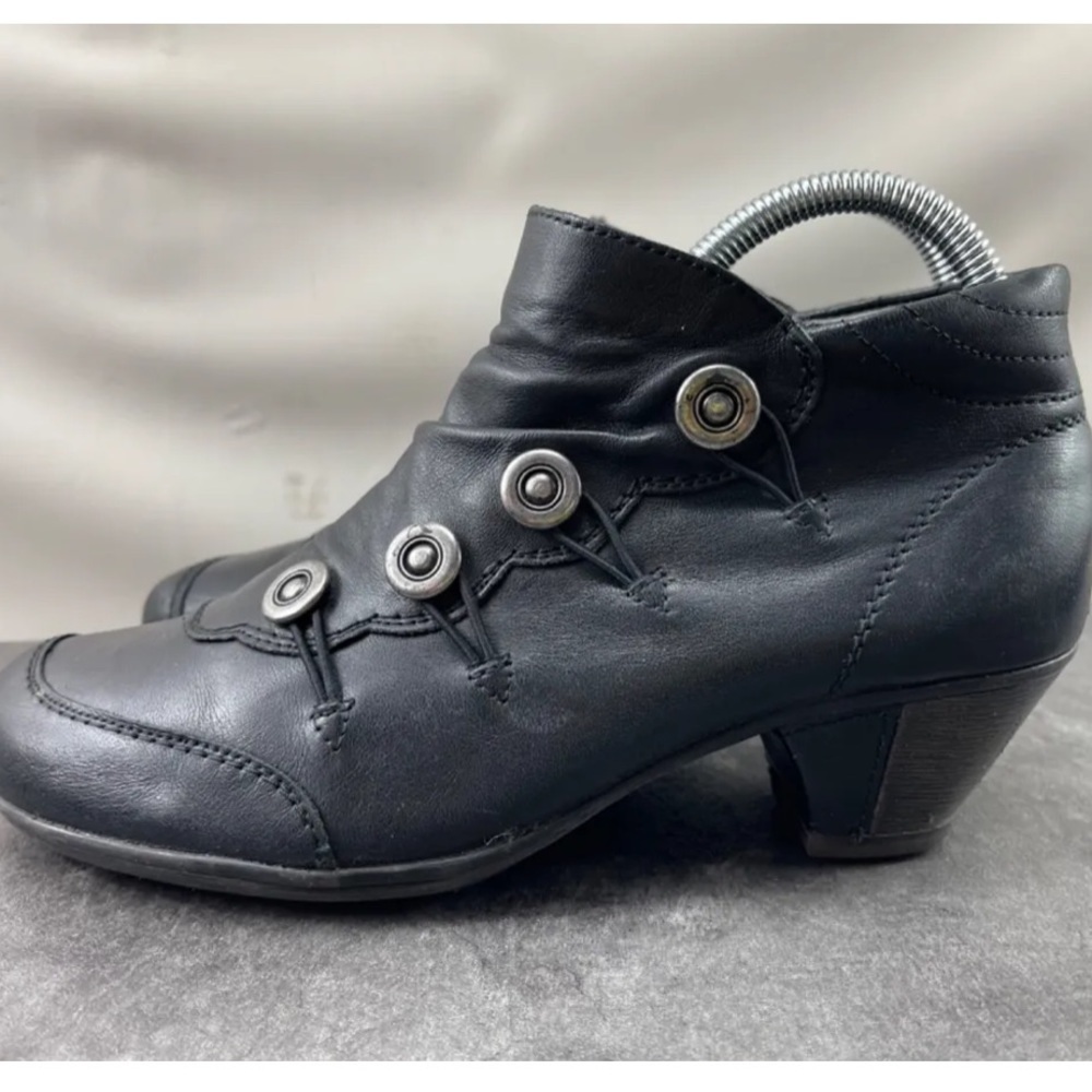 Remonte Dorndorf AnneMarie Women Shoes Black Sz 8 Leather Slip On Ankle Boots☀️ - Picture 12 of 15